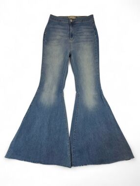 Free People Bell Bottom Flare Jeans W28 Short Raw Hem Boho Y2K 70s Revival